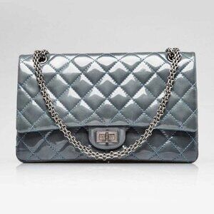 Chanel Dark Blue 2.55 Reissue Quilted Patent Leather 226 Flap Bag